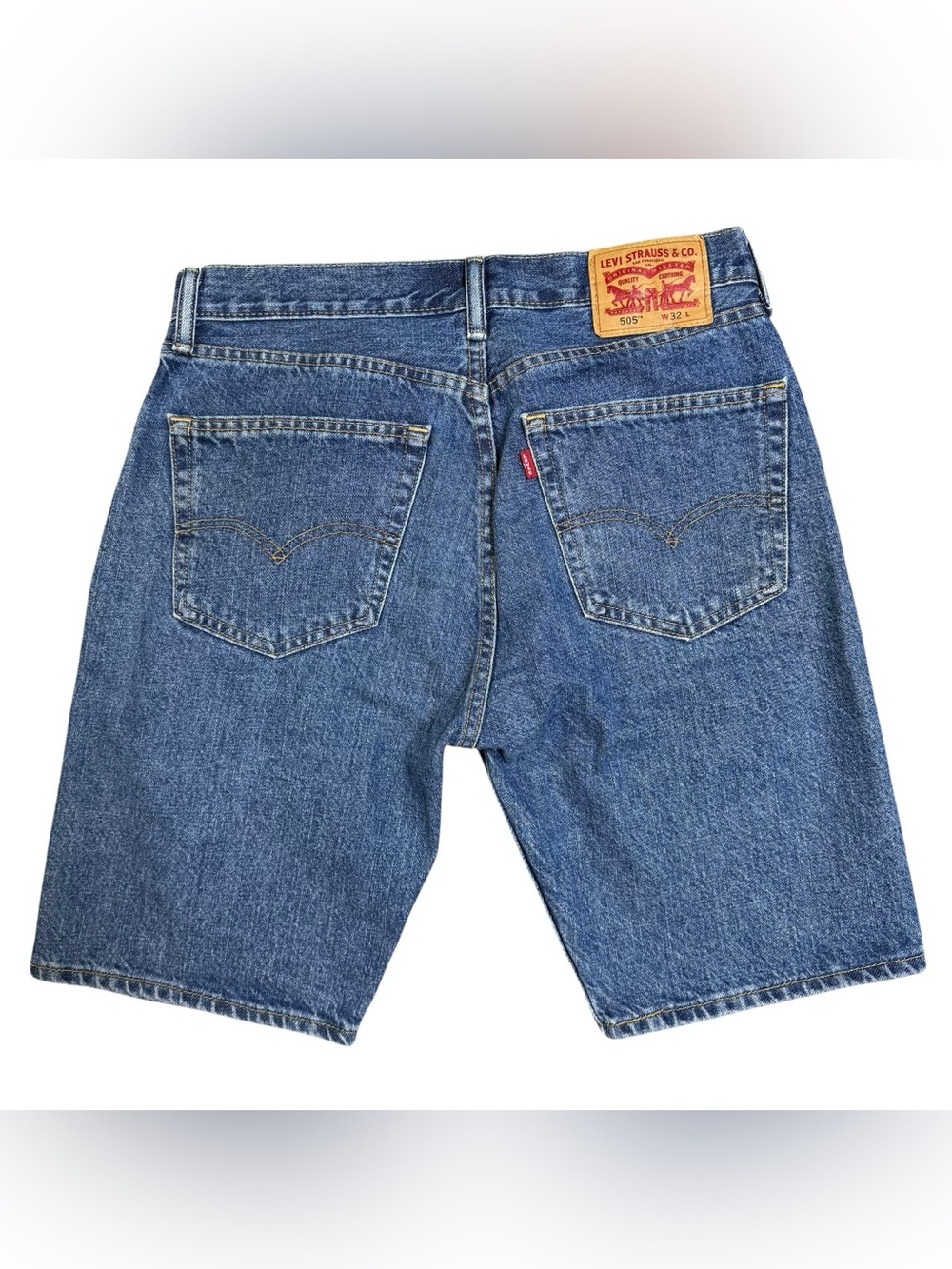 Levi's 505 Denim Shorts Mens 32 Blue Excellent Regular Fit Jorts 100% Cotton 20” - Picture 2 of 12